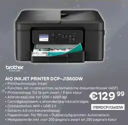 CompuDeals brother at your side AIO Inkjet Printer DCP-J1360DW aanbieding