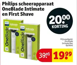 Kruidvat Philips scheerapparaat OneBlade Intimate en First Shave aanbieding