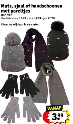 Kruidvat Muts, sjaal of handschoenen met pareltjes aanbieding