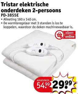 Kruidvat Tristar elektrische onderdeken 2-persoons aanbieding