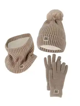 Decathlon Dames Winter Thermo Set - Muts + Handschoenen + Nekwarmer - Beige aanbieding