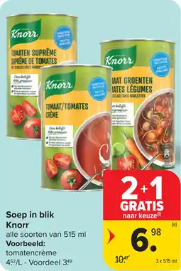 Carrefour Soep in Blik Knorr aanbieding