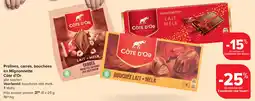 Carrefour Pralines, carrés, bouchées en Mignonnette Côte d'Or aanbieding
