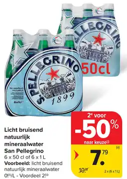 Carrefour Licht bruisend natuurlijk mineraalwater San Pellegrino aanbieding