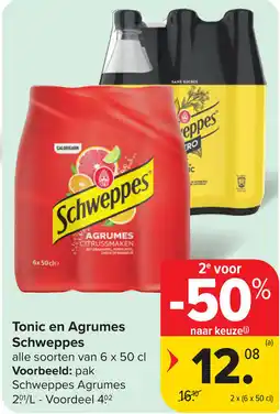 Carrefour Tonic en Agrumes Schweppes aanbieding