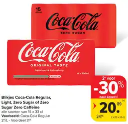 Carrefour Blikjes Coca-Cola Regular, Light, Zero Sugar of Zero Sugar Zero Caffeine aanbieding