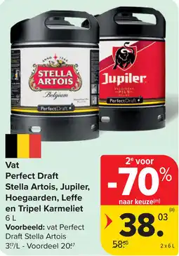 Carrefour Vat Perfect Draft Stella Artois, Jupiler, Hoegaarden, Leffe en Tripel Karmeliet aanbieding