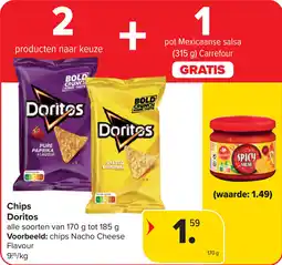 Carrefour Chips Doritos aanbieding