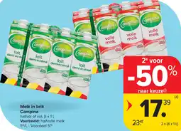 Carrefour Melk in Brik Campina aanbieding