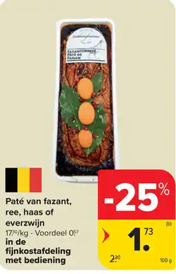 Carrefour Paté van fazant, ree, haas of everzwijn aanbieding