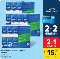 Carrefour Zakdoeken in etui Original Tempo aanbieding