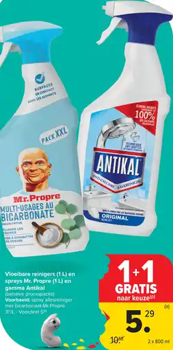 Carrefour Vloeibare Reinigers en Sprays Mr. Propre en Gamma Antikal aanbieding