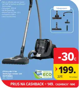 Carrefour Rowenta Stofzuiger zonder zak RO7C89EA aanbieding