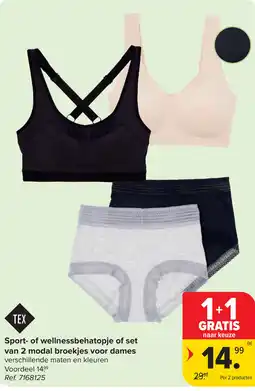 Carrefour Sport of Wellnessbehatopje of set van 2 Modal Broekjes voor Dames aanbieding