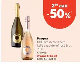 Spar Pasqua DOC prosecco veneto Italië extra dry of rosé brut 75 cl aanbieding