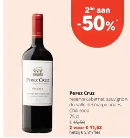 Spar Perez Cruz reserva cabernet sauvignon do valle del maipo andes Chili rood 75 cl aanbieding