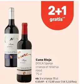 Spar Cune Rioja crianza 75 cl aanbieding