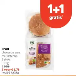Spar SPAR cheeseburgers met ketchup 2 stuks 319 g aanbieding
