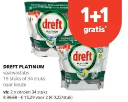 Spar DREFT PLATINUM citroen 34 stuks aanbieding