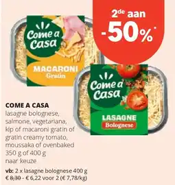 Spar COME A CASA lasagne bolognese 400 g aanbieding