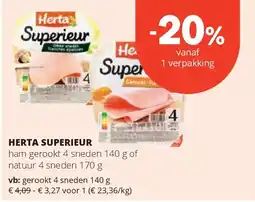 Spar HERTA SUPERIEUR gerookt 4 sneden 140 g aanbieding