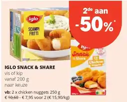 Spar IGLO SNACK & SHARE chicken nuggets 250 g aanbieding