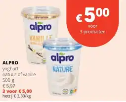 Spar ALPRO yoghurt natuur of vanille 500 g aanbieding