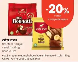 Spar CÔTE D’OR repen met melkchocolade en banaan 4 stuks 190 g aanbieding