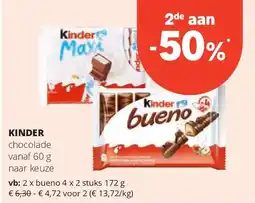 Spar KINDER bueno 4 x 2 stuks 172 g aanbieding