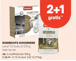 Spar ROMBOUTS GOUDMERK koffiebonen 500 g aanbieding