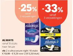 Spar ALWAYS ultra secure night 18 stuks aanbieding