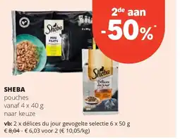 Spar SHEBA délices du jour gevogelte selectie 6 x 50 g aanbieding