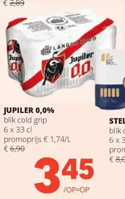 Spar JUPILER 0,0% blik cold grip 6 x 33 cl aanbieding