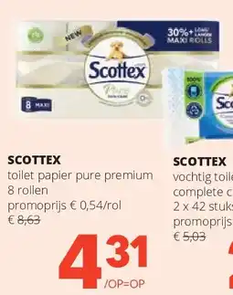 Spar SCOTTEX toilet papier pure premium 8 rollen aanbieding