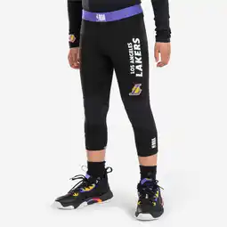 Decathlon 3/4-thermobroek voor basketbal voor kinderen 500 NBA Los Angeles Lakers zwart aanbieding