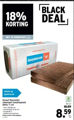 GAMMA Knauf Rock4All steenwol isolatieplaat dikte 7 cm aanbieding