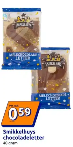 Action Smikkelhuys chocoladeletter aanbieding