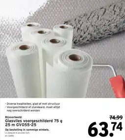 GAMMA Glasvlies voorgeschilderd 75 g 25 m GV055-25 aanbieding