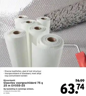 GAMMA Glasvlies voorgeschilderd 75 g 25 m GV055-25 aanbieding