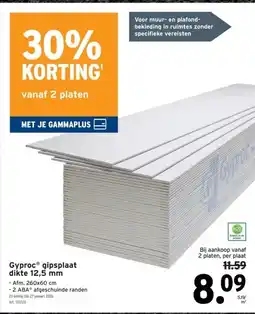GAMMA Gyproc gipsplaat dikte 12,5 mm aanbieding