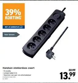 GAMMA Handson stekkerdoos zwart aanbieding