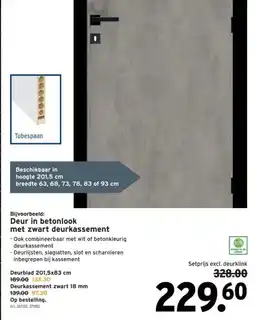 GAMMA Deur in betonlook met zwart deurkassement aanbieding