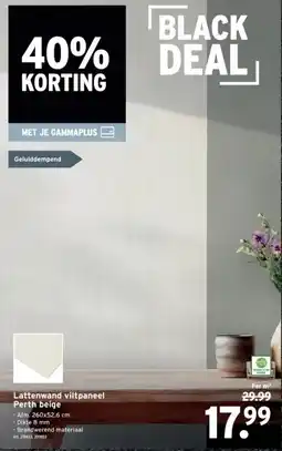 GAMMA Lattenwand viltpaneel Perth beige aanbieding