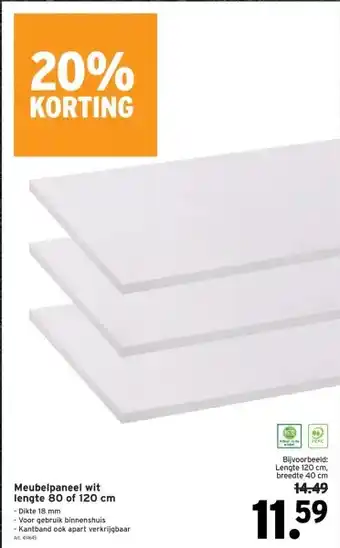 GAMMA Meubelpaneel wit lengte 80 of 120 cm aanbieding