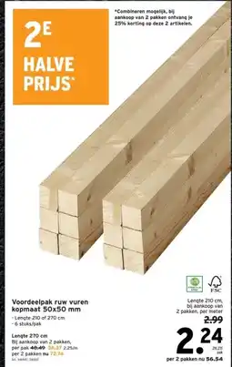 GAMMA Voordeelpak ruw vuren kopmaat 50x50 mm aanbieding