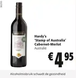 Colruyt Hardy's 'Stamp of Australia' Cabernet-Merlot aanbieding