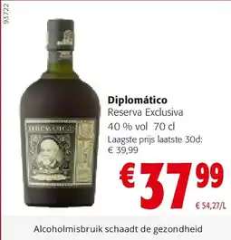 Colruyt Diplomático Reserva Exclusiva 40 % vol 70 cl aanbieding