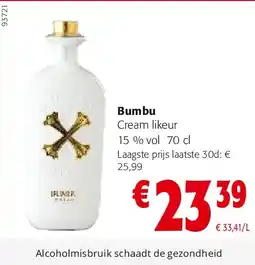 Colruyt Bumbu Cream likeur 15 % vol 70 cl aanbieding