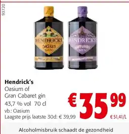 Colruyt Hendrick’s Oasium of Gran Cabaret gin 43,7 % vol 70 cl aanbieding