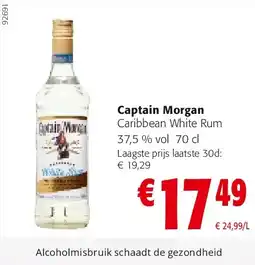Colruyt Captain Morgan Caribbean White Rum 37,5 % vol 70 cl aanbieding